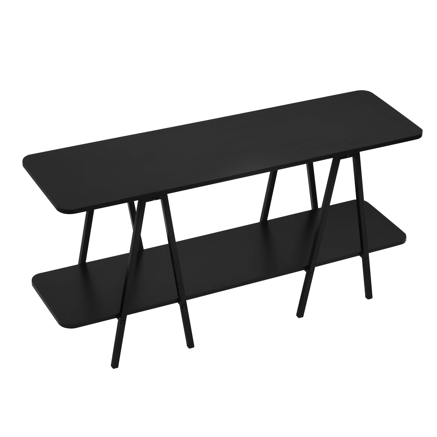 Black MDF Console Table - 47" Long Storage Shelf