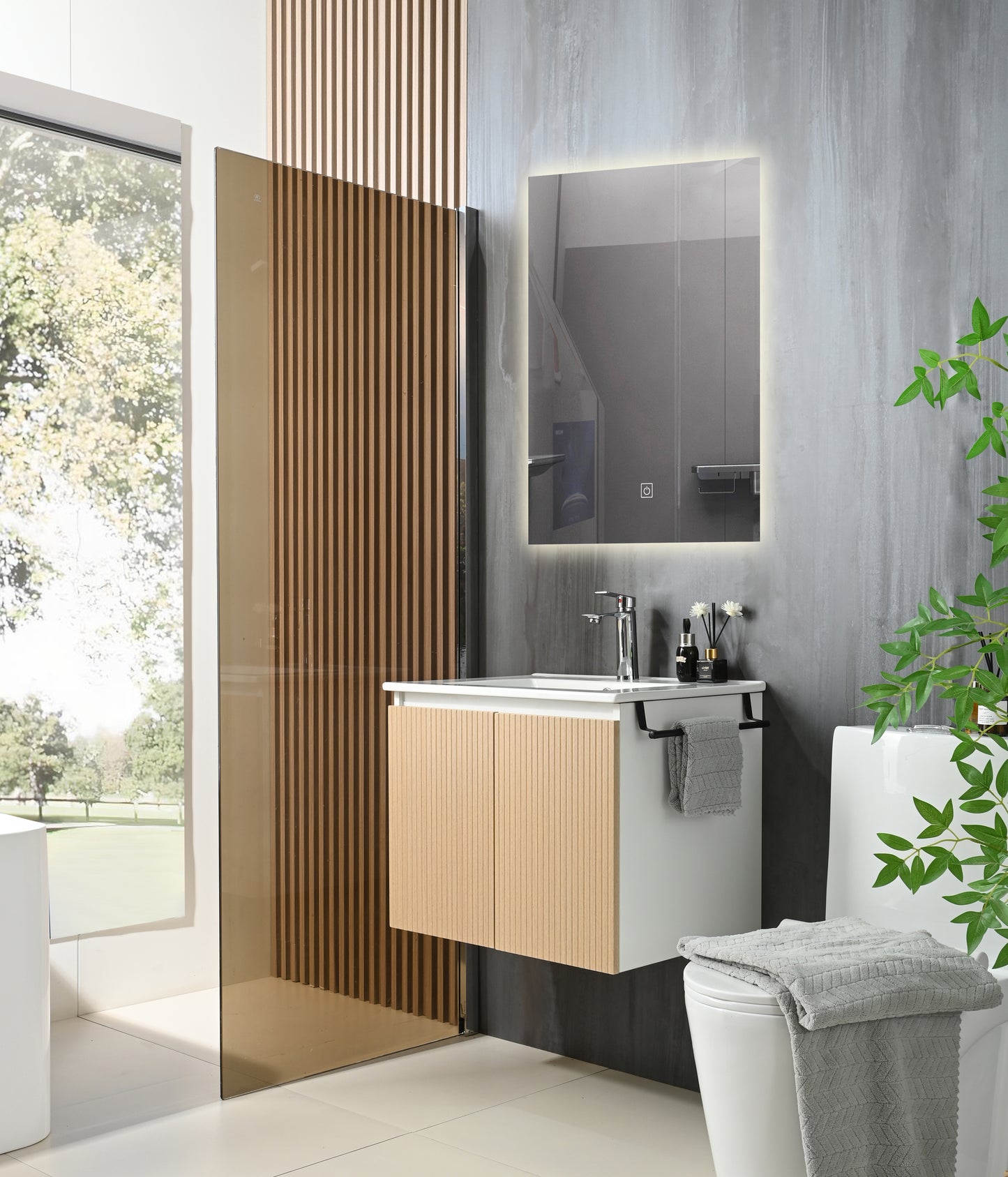 Goodyo 24" Wall-Mount Bathroom Vanity - White & Yellow Storage Combo