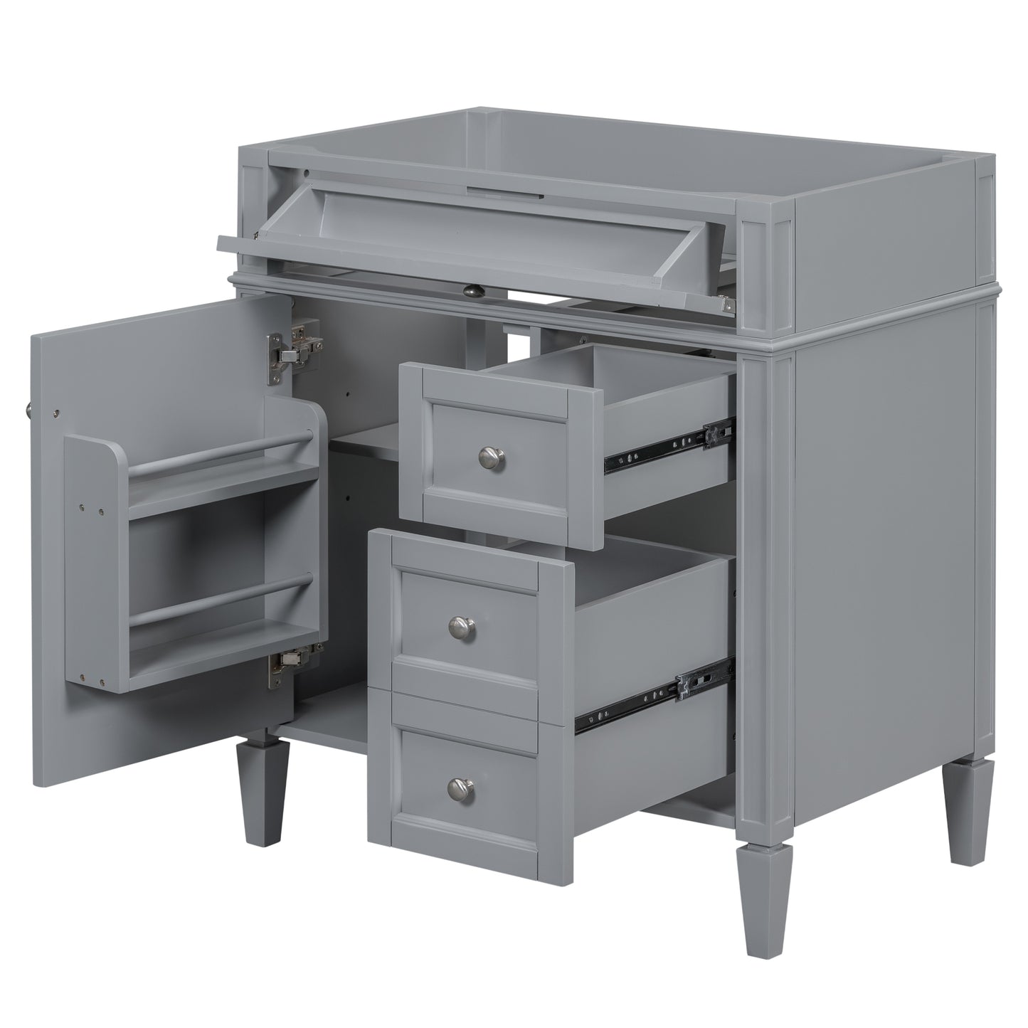 30'' Bathroom Vanity without Top Sink, Modern Bathroom Storage Cabinet with 2 Drawers and a Tip-out Drawer (NOT INCLUDE BASIN)