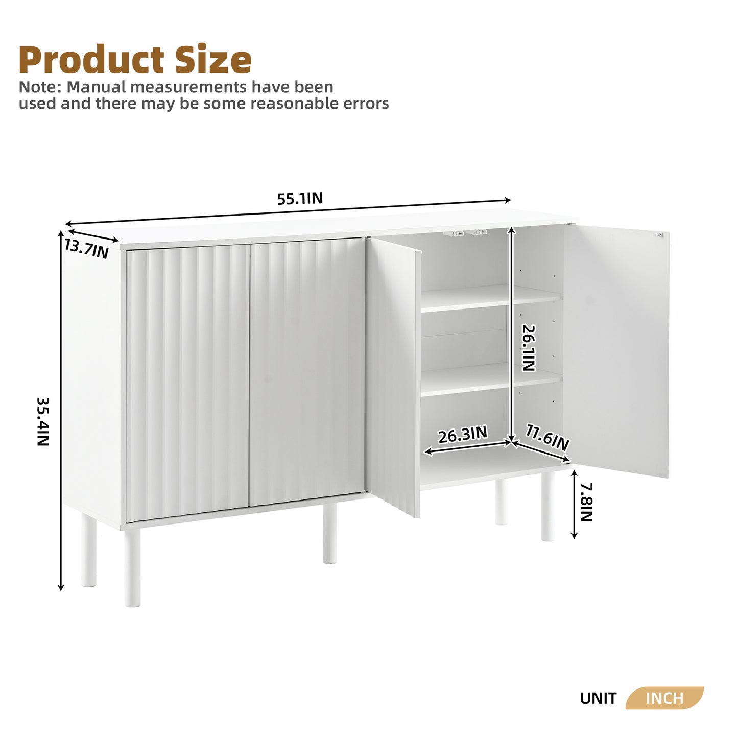 Minimalist White Shoe Cabinet - 5 Solid Wood Legs, Adjustable Shelves