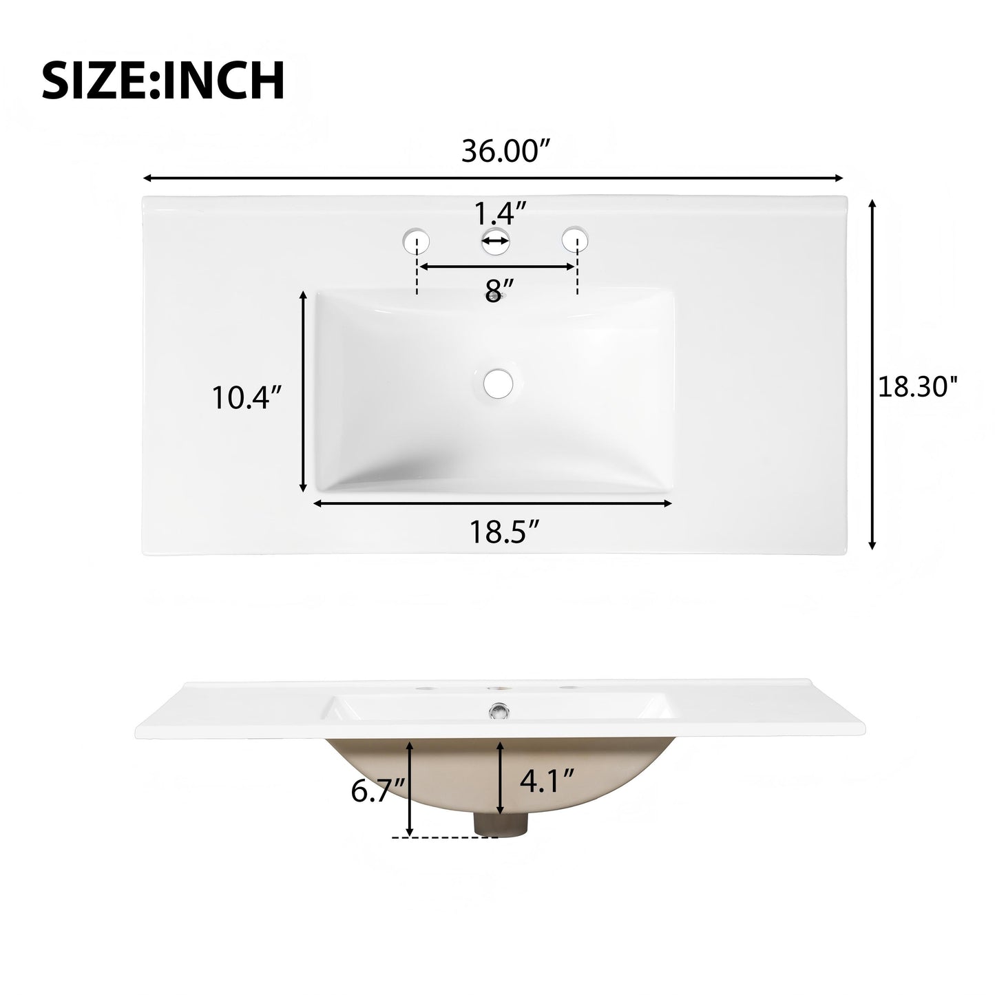 36 Inch Dark Brown Bathroom Vanity with Storage