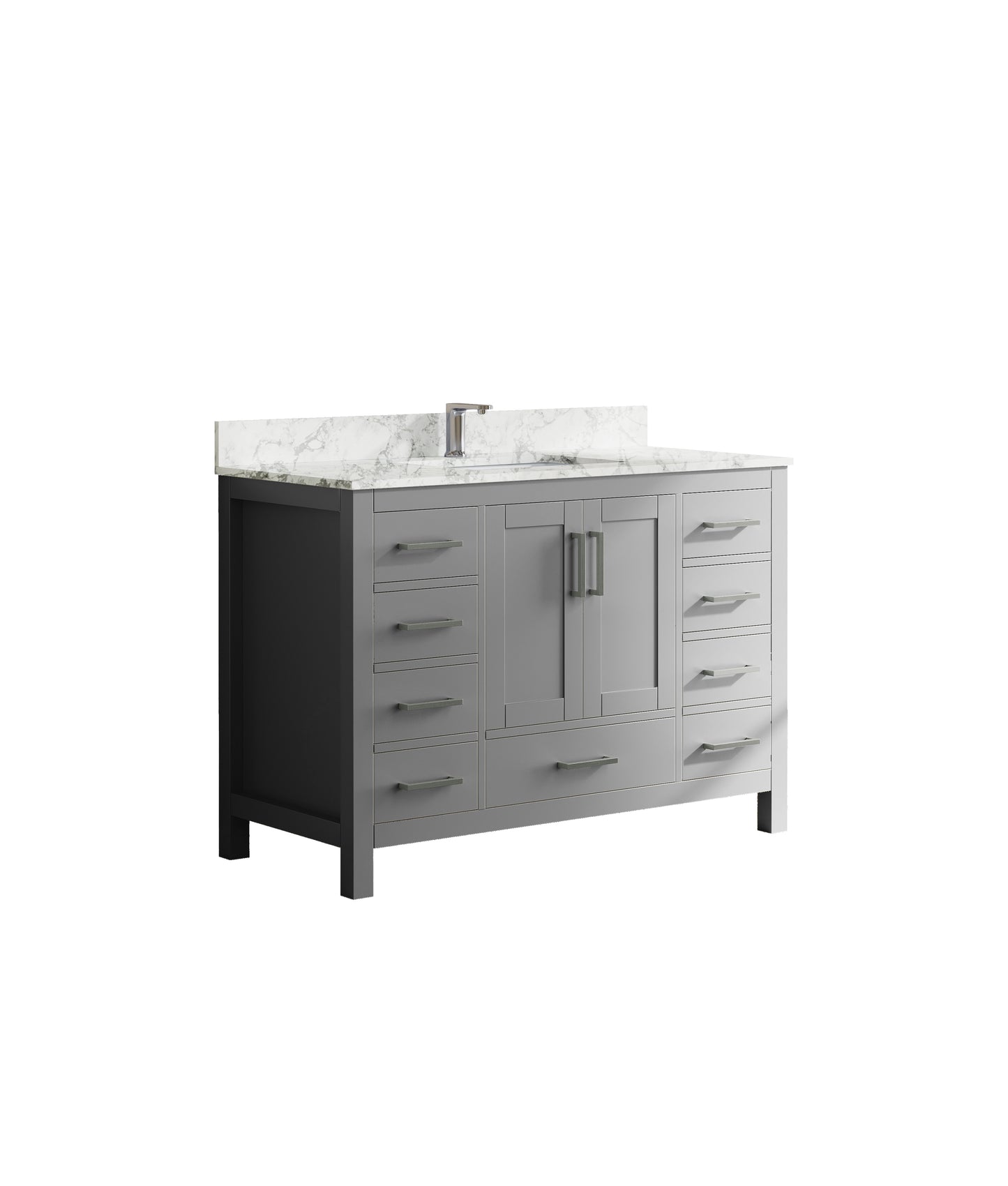 47" Bathroom Storage Vanity Cabinet with Sink & Faucet Hole, Bathroom Vanity with 2 Doors & 9 Drawers(Gray)