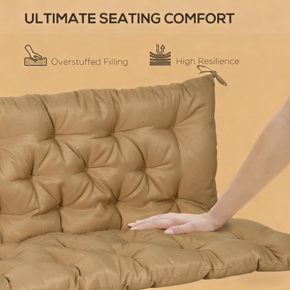 Khaki Tufted 3-Seat Swing Bench Cushion - Outdoor Patio Sofa Replacement