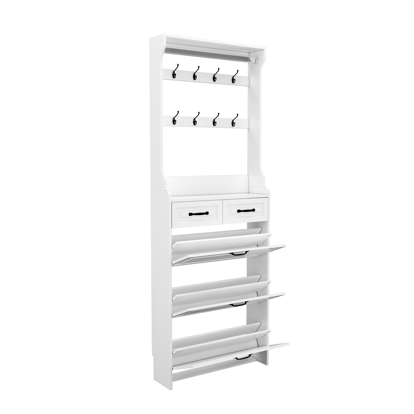 White Shoe Cabinet with 3 Doors & 2 Drawers - Storage Solutions