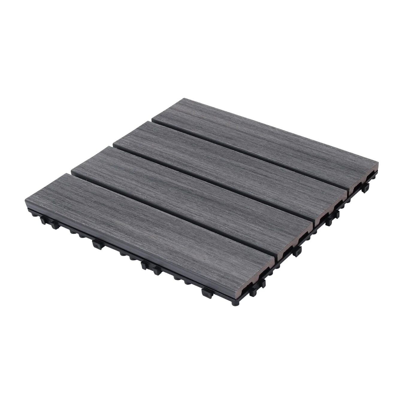 Patio Floor Tiles Pack of 22 WPC Wood-Plastic Composite Patio Deck Tiles DIY Interlocking Decking Tiles, Quick Deck Floor Tile, Court Tile, Water Resistant Indoor Outdoor -11.8" ASH