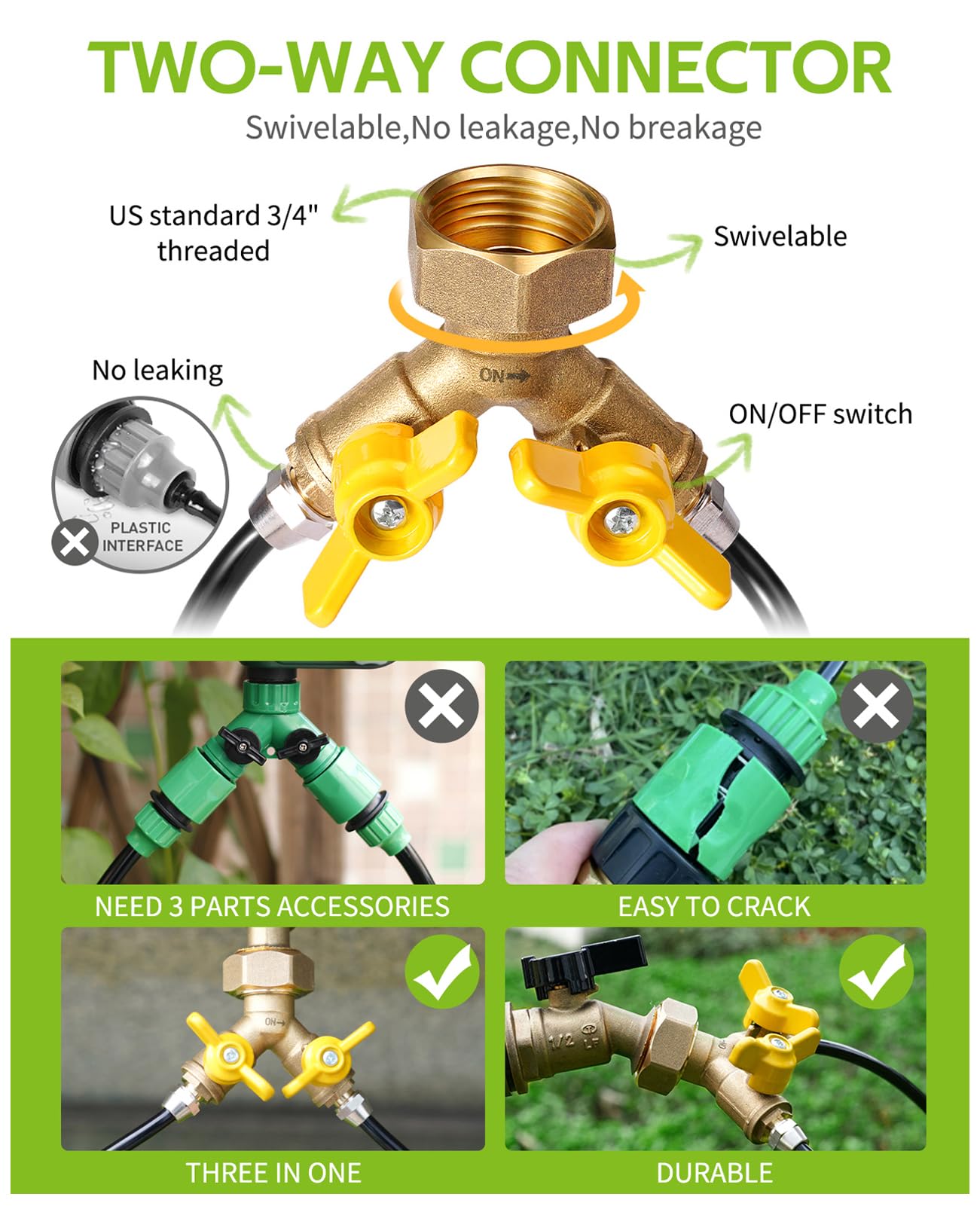 100ft Drip Irrigation Kit - Brass Watering System