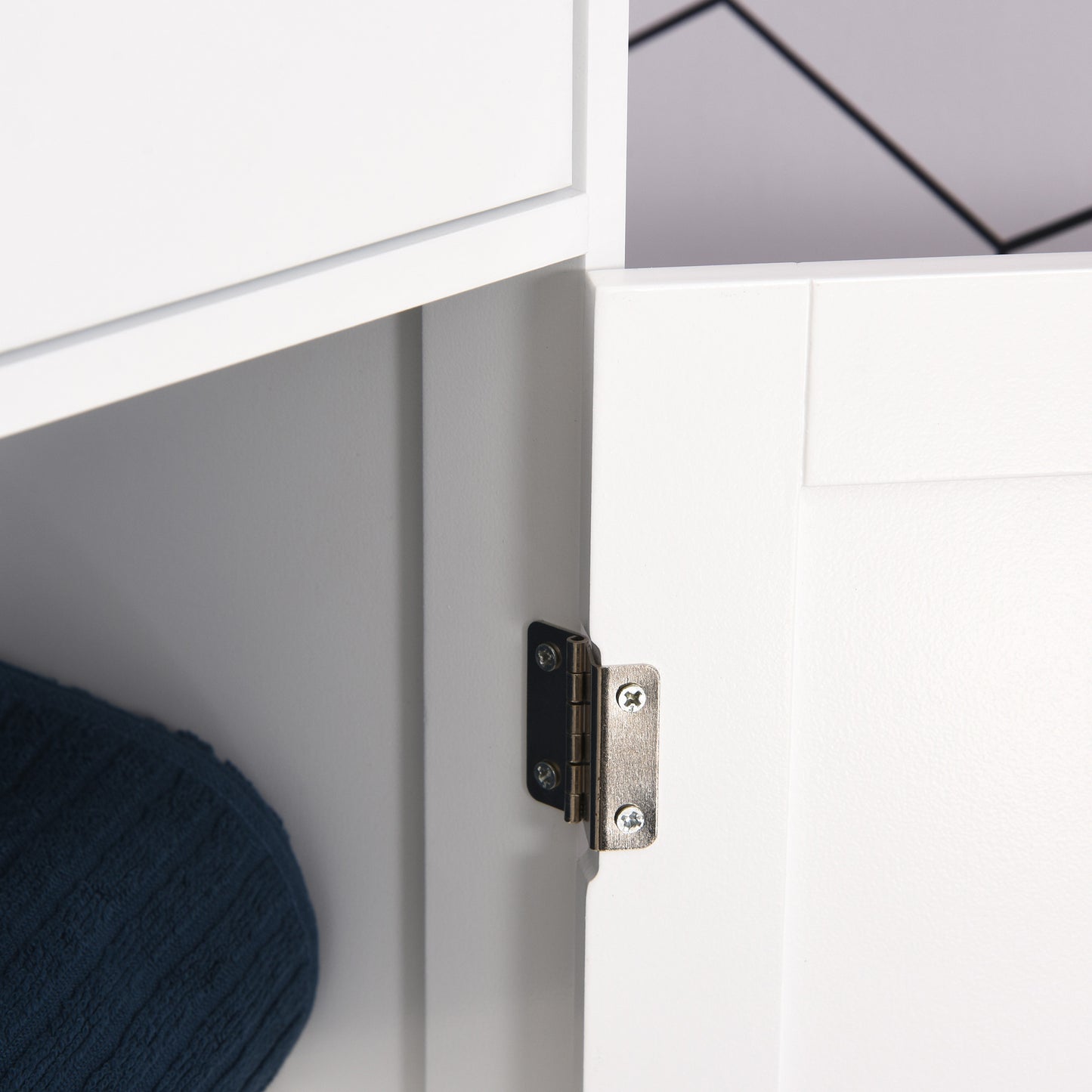 White MDF Bathroom Cabinet - Tall Storage Tower with Drawer for Living Room