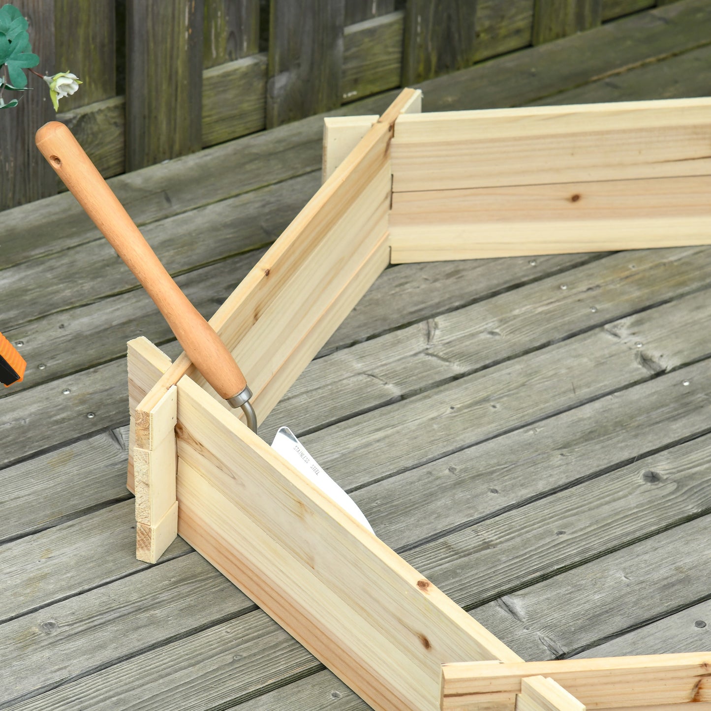 Outsunny Wooden Raised Garden Bed - Hexagon Planter 39x36", Natural Wood