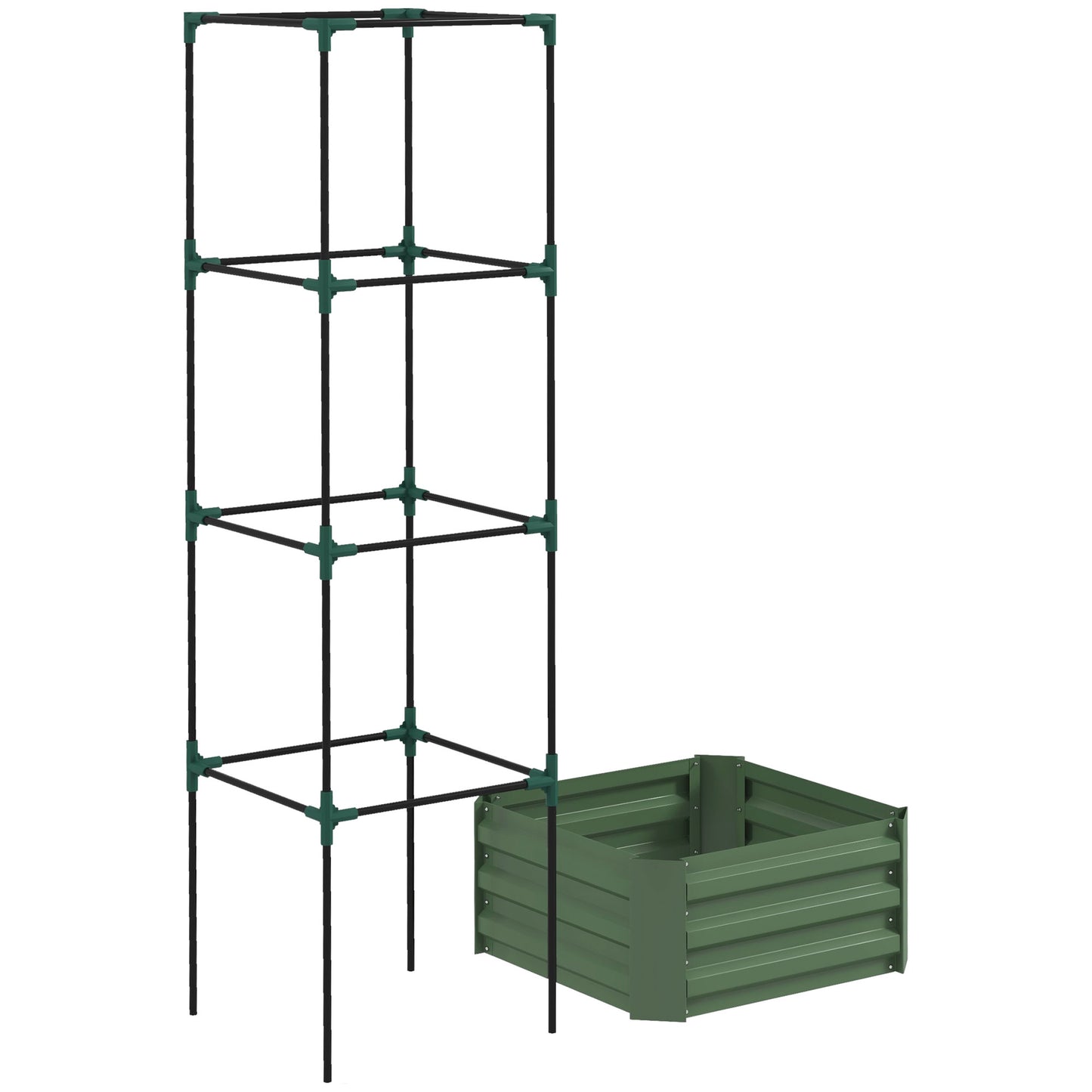 Galvanized Steel Raised Garden Bed with Trellis - 24" x 24"