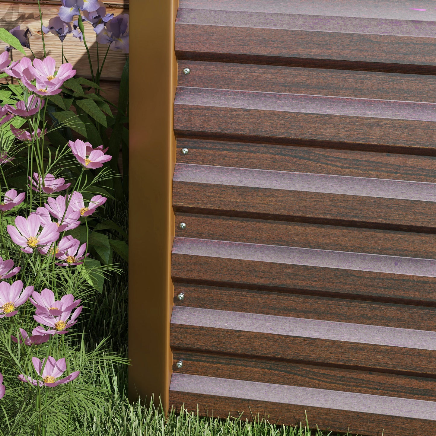 Brown Steel Raised Garden Bed for Outdoor Planting and Vegetable Growing