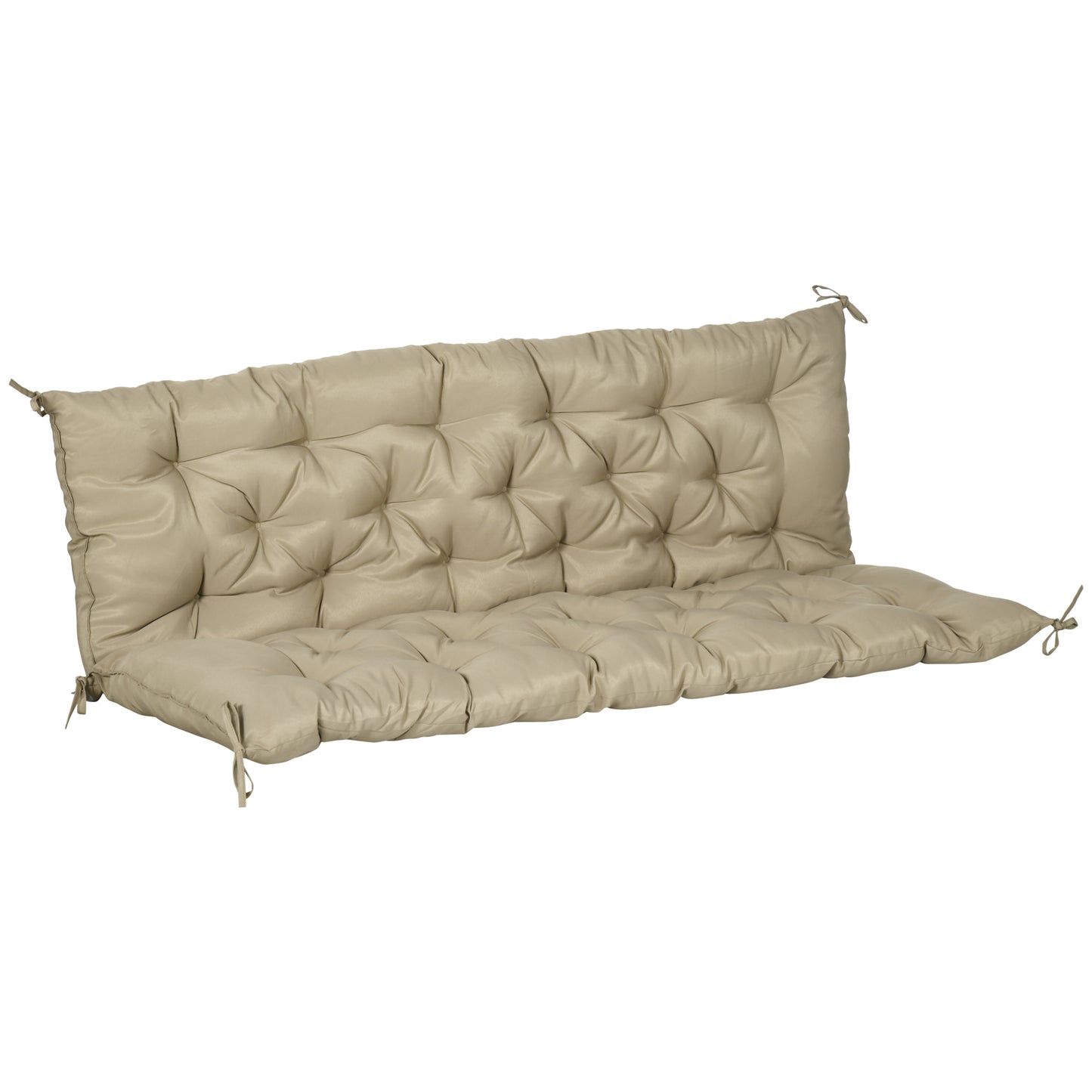 Outsunny Tufted Bench Cushions for Outdoor Furniture, 3-Seater Replacement for Swing Chair, Patio Sofa/Couch, Overstuffed, Includes Backrest, Khaki