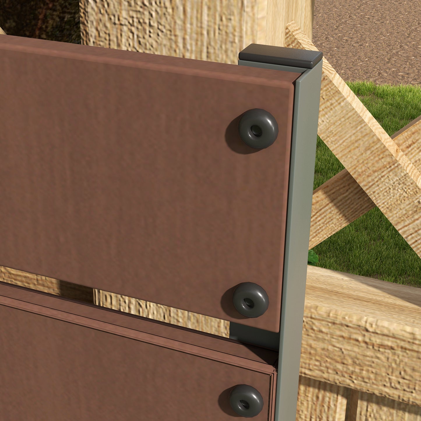 Outdoor Raised Garden Bed with Trellis - Brown Wood Planter