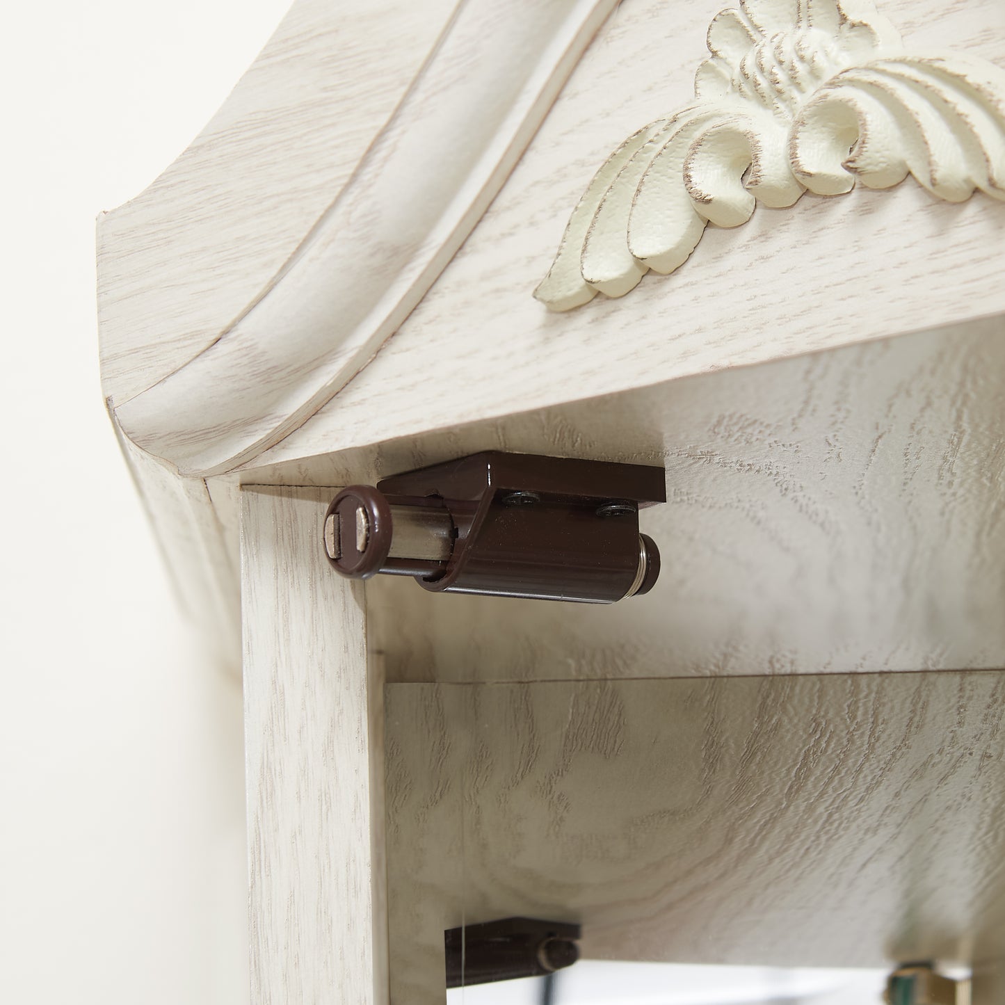 White Glass Corner Cabinet with Light - Display Curio Shelf Unit for Living Room