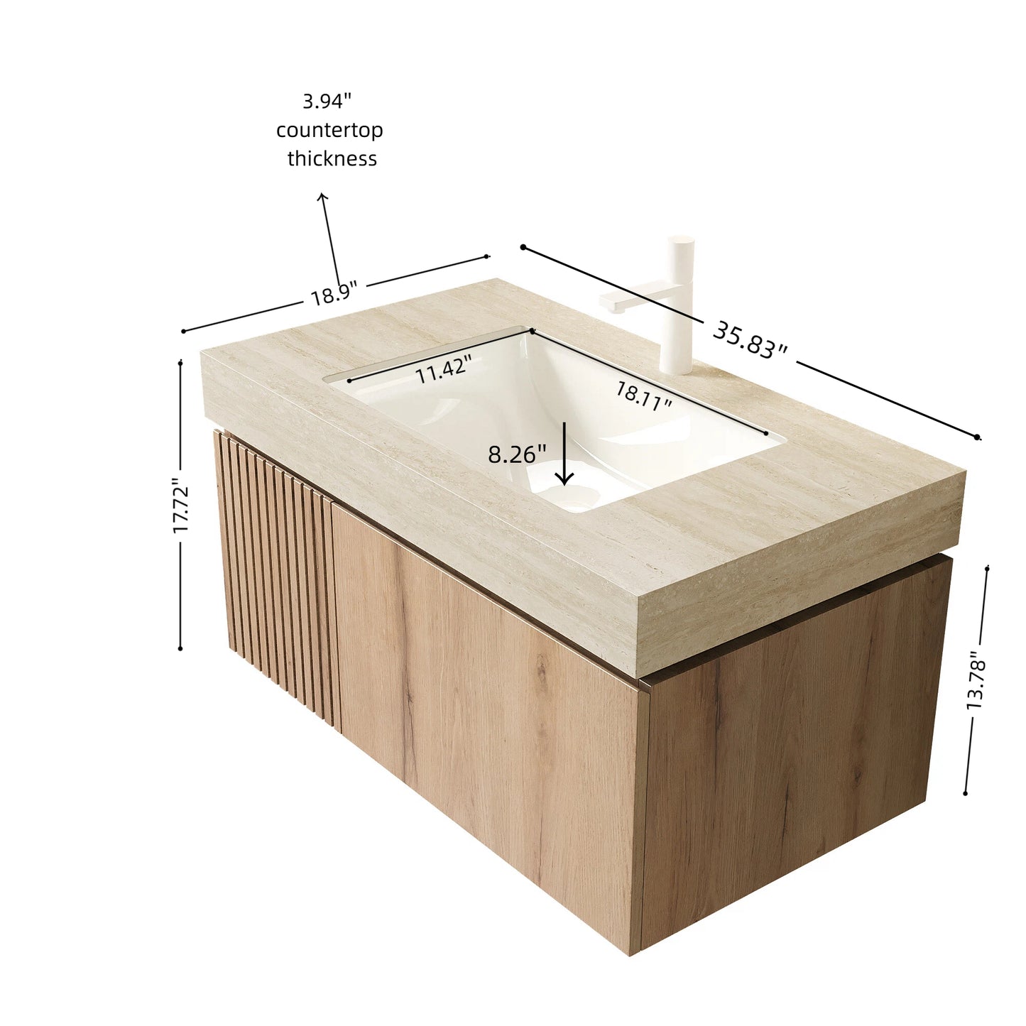 White Oak Bathroom Vanity with Sintered Stone Top Upgrade