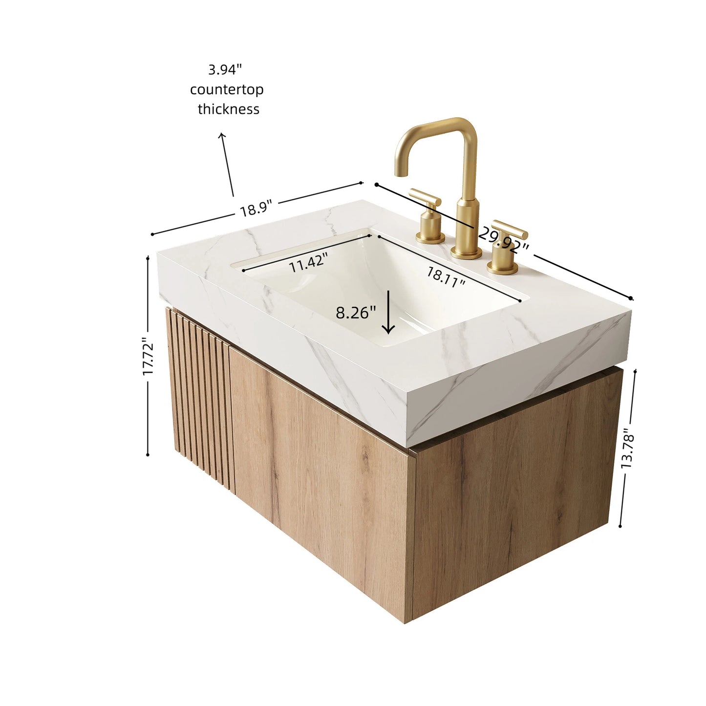 30" Carrara White Bathroom Vanity with Storage