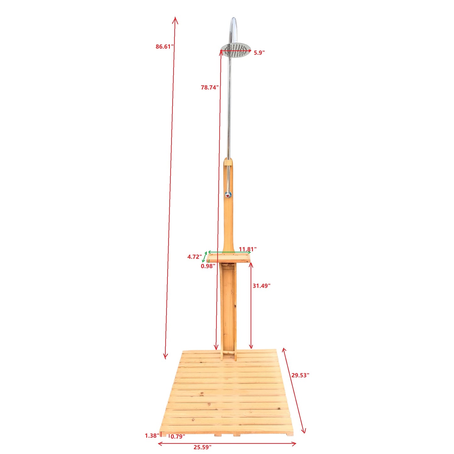 Teak Wood Garden Shower for Poolside and Patio Use