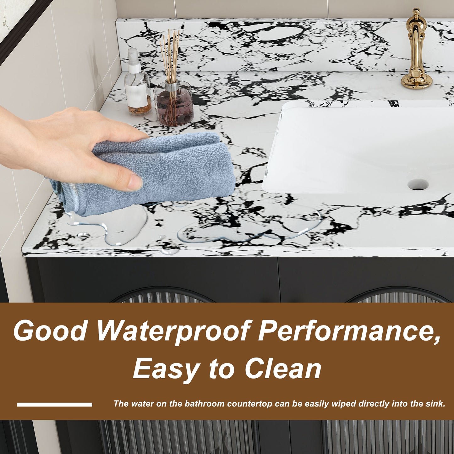 43 Inch White Sintered Stone Bathroom Vanity Top with Undermount Sink