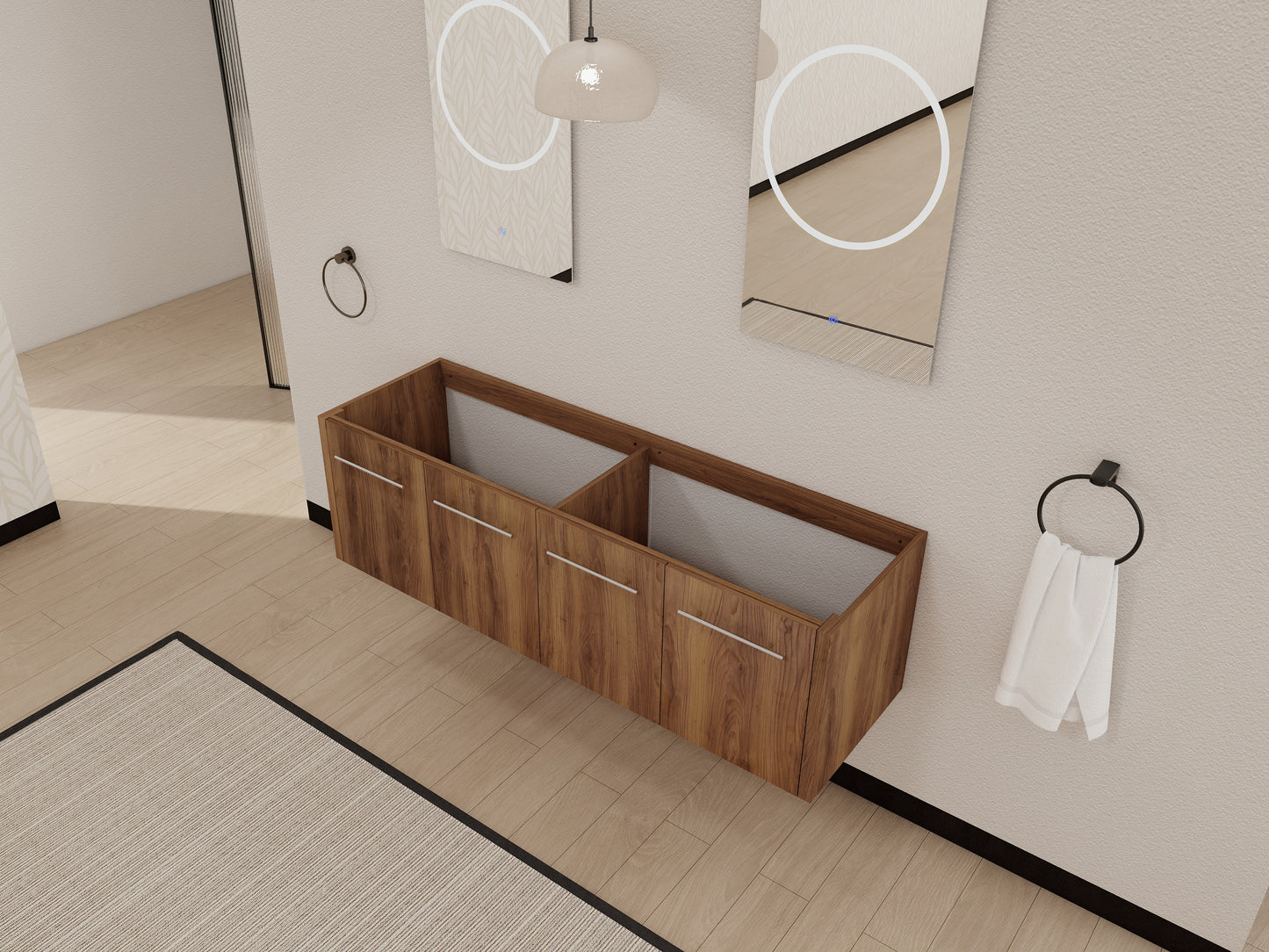 60 Inch Bathroom Vanity - Brown Ebony Plywood