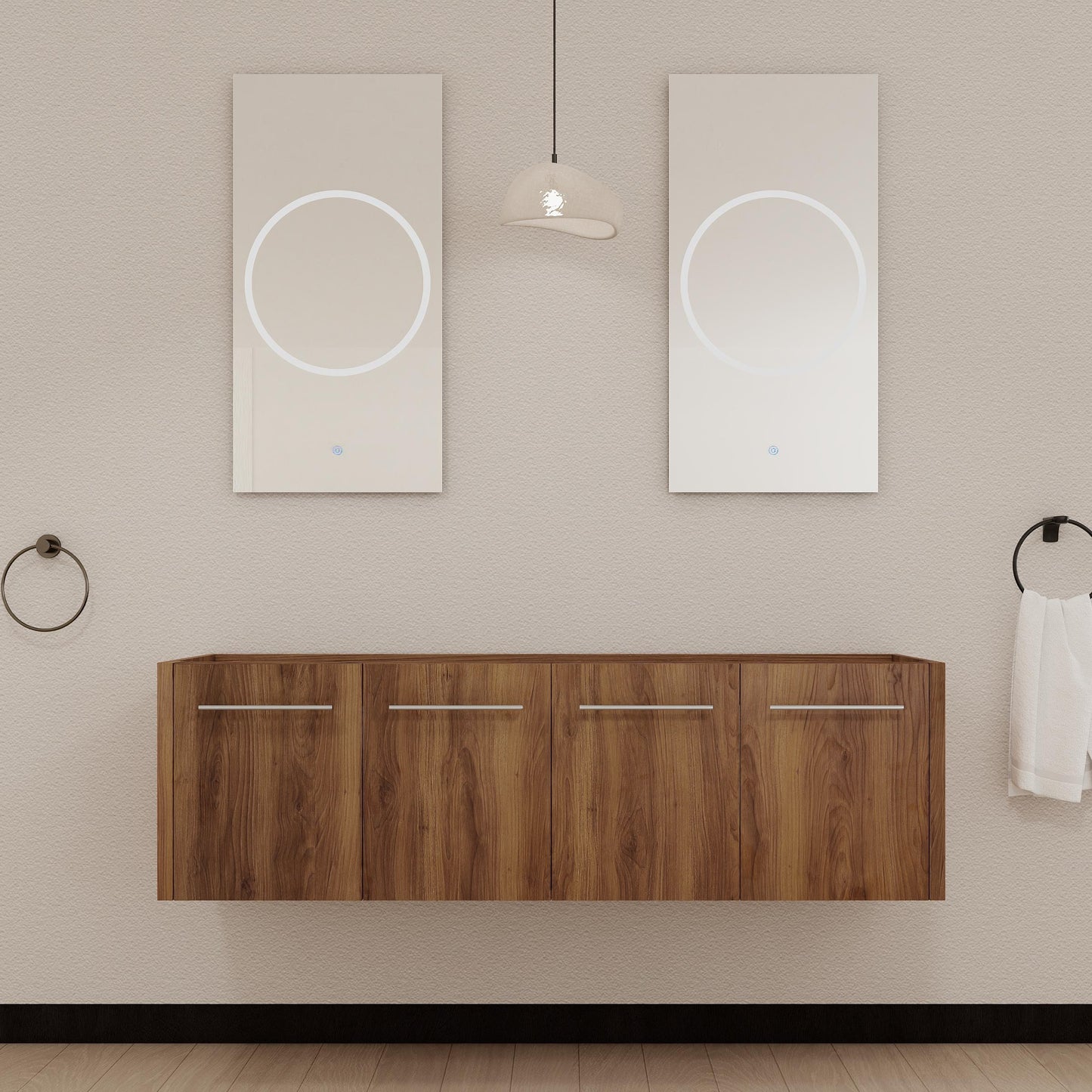 60 Inch(58 11/16'') Wall-mounted Bathroom Vanity (Only the Cabinet Body, No Top Sink)-BVB09160BRE