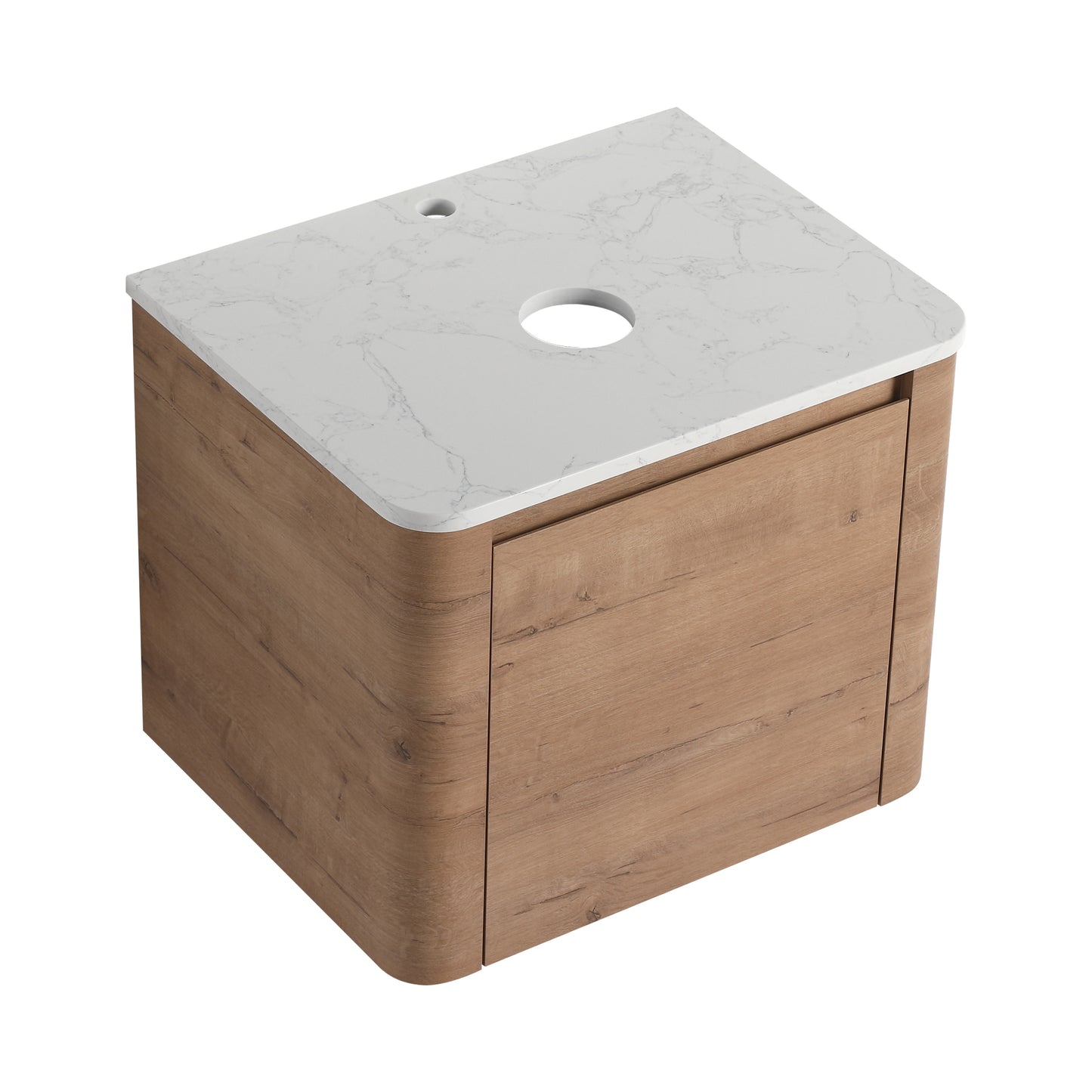 24''(23-5/8") Wall-Mounted Bathroom Vanity & 1-Soft-Close Door, KD-Packing, Plywood (Vanity Only, Excluding Sink)
