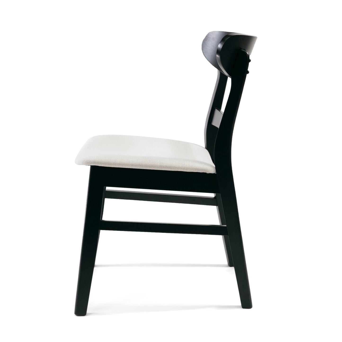 Set of 2 Upholstered Dining Chairs - Black & Beige