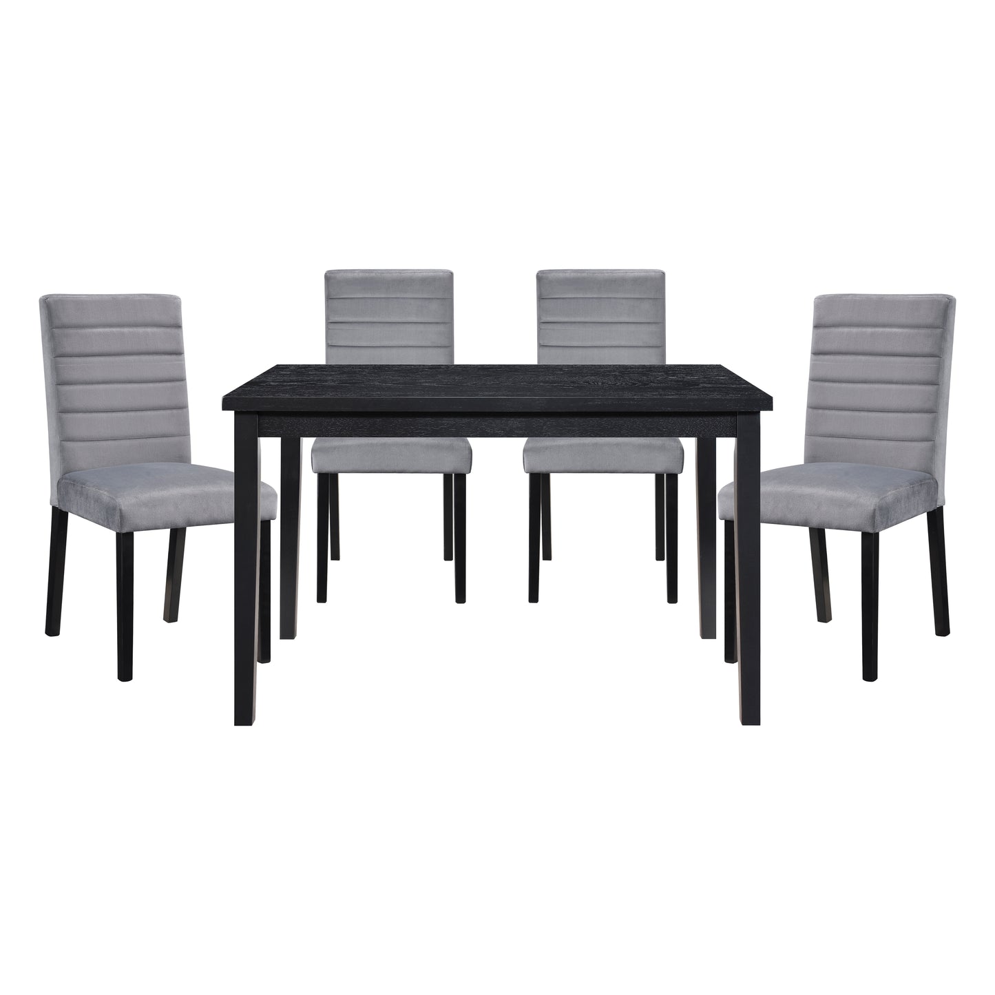 Black Velvet Wood Side Chairs for Casual Dining Room Seating