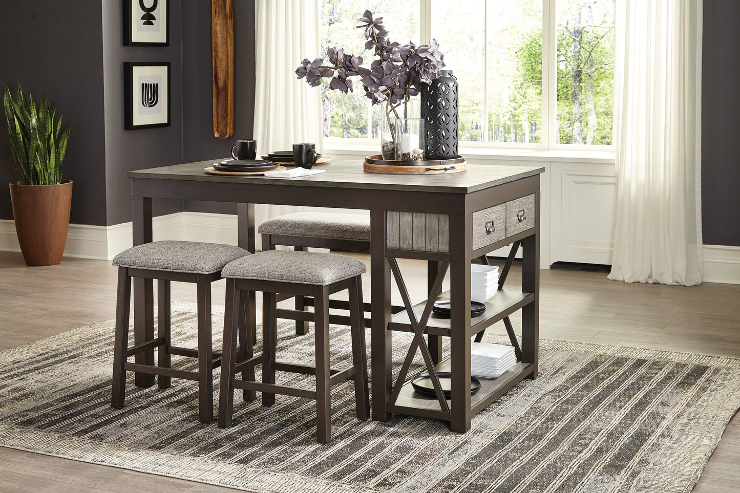 Multicolor Counter Height Dining Table with Storage