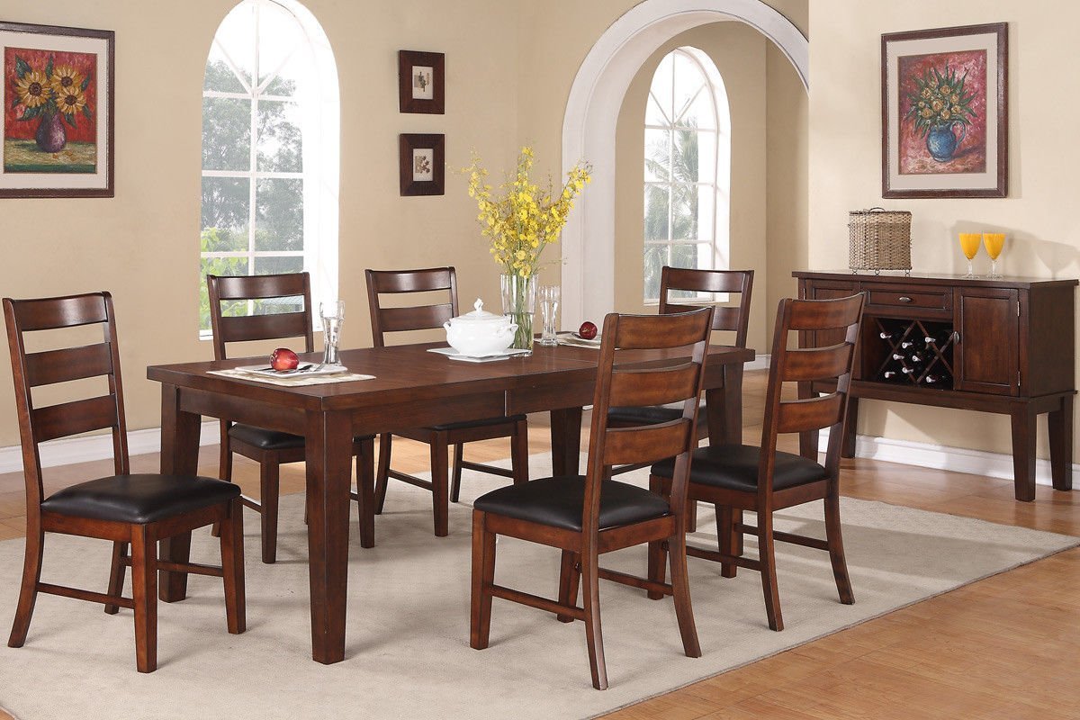 Walnut Solid Wood Dining Chairs with Ladder Back for Modern Dining Room