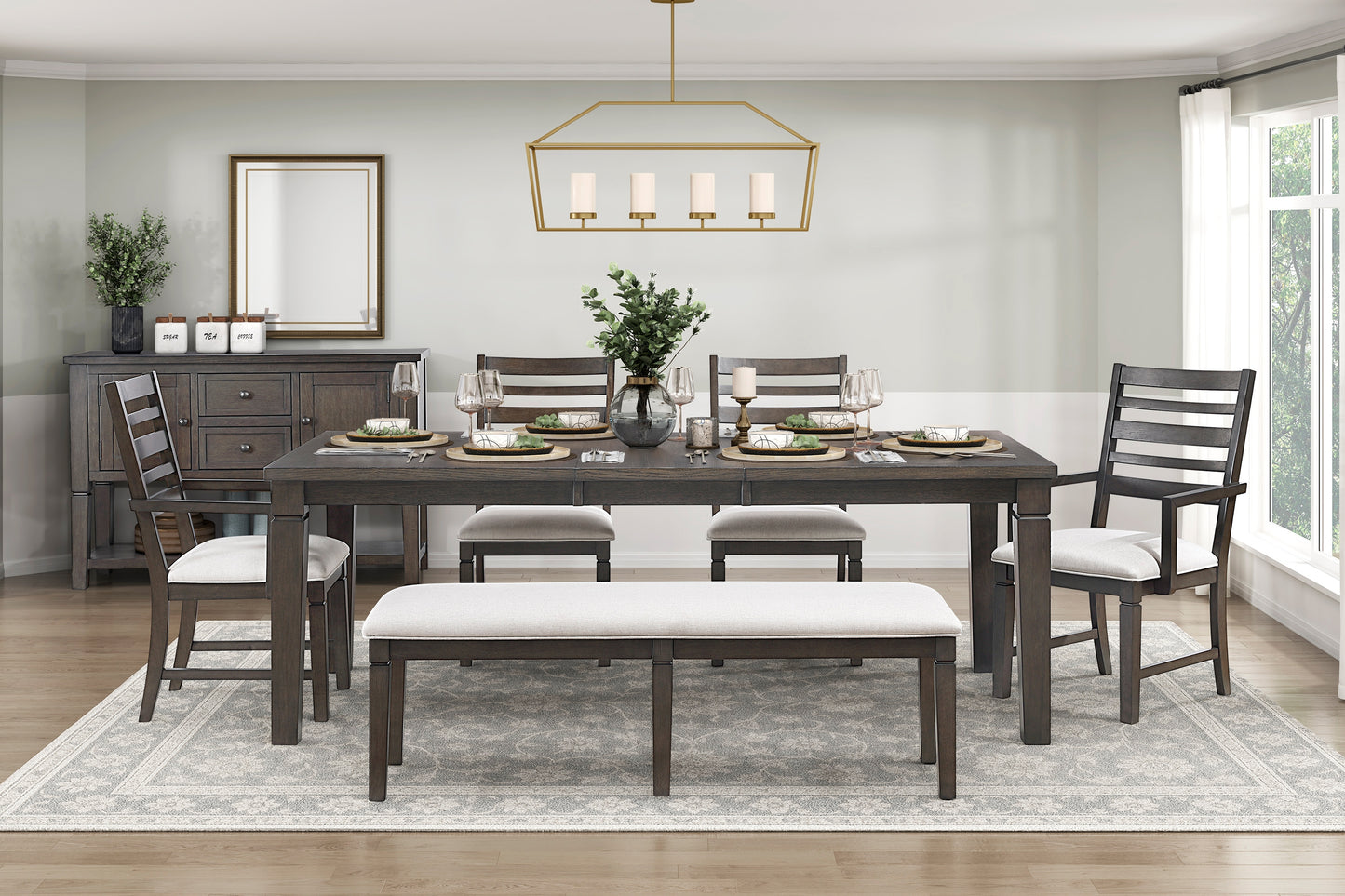 Espresso Rectangular Dining Table Seats 6