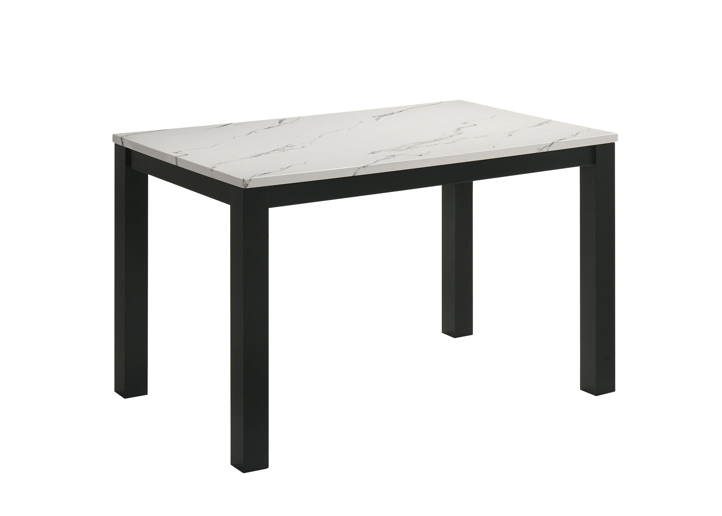 1pc White Faux Marble Black Finish Rectangular Dining Table Wooden Dining Room Furniture