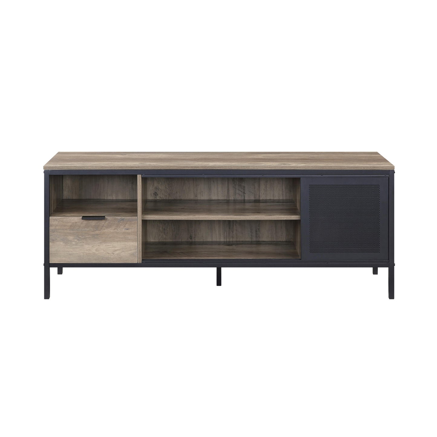 55-Inch TV Stand with 1 Drawers and 4 Storage Compartments, Rustic Oak and Black