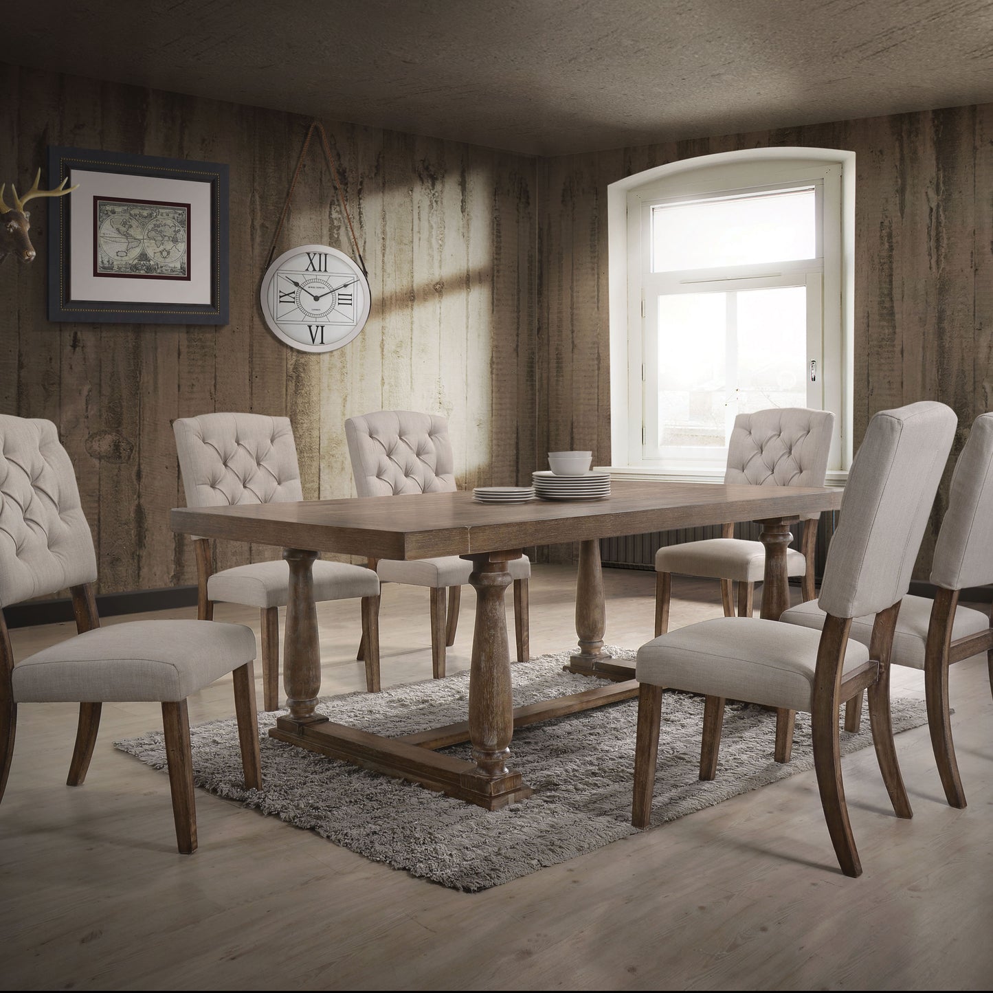 Beige Brown Side Chairs Set of 2 - Transitional Dining Chairs