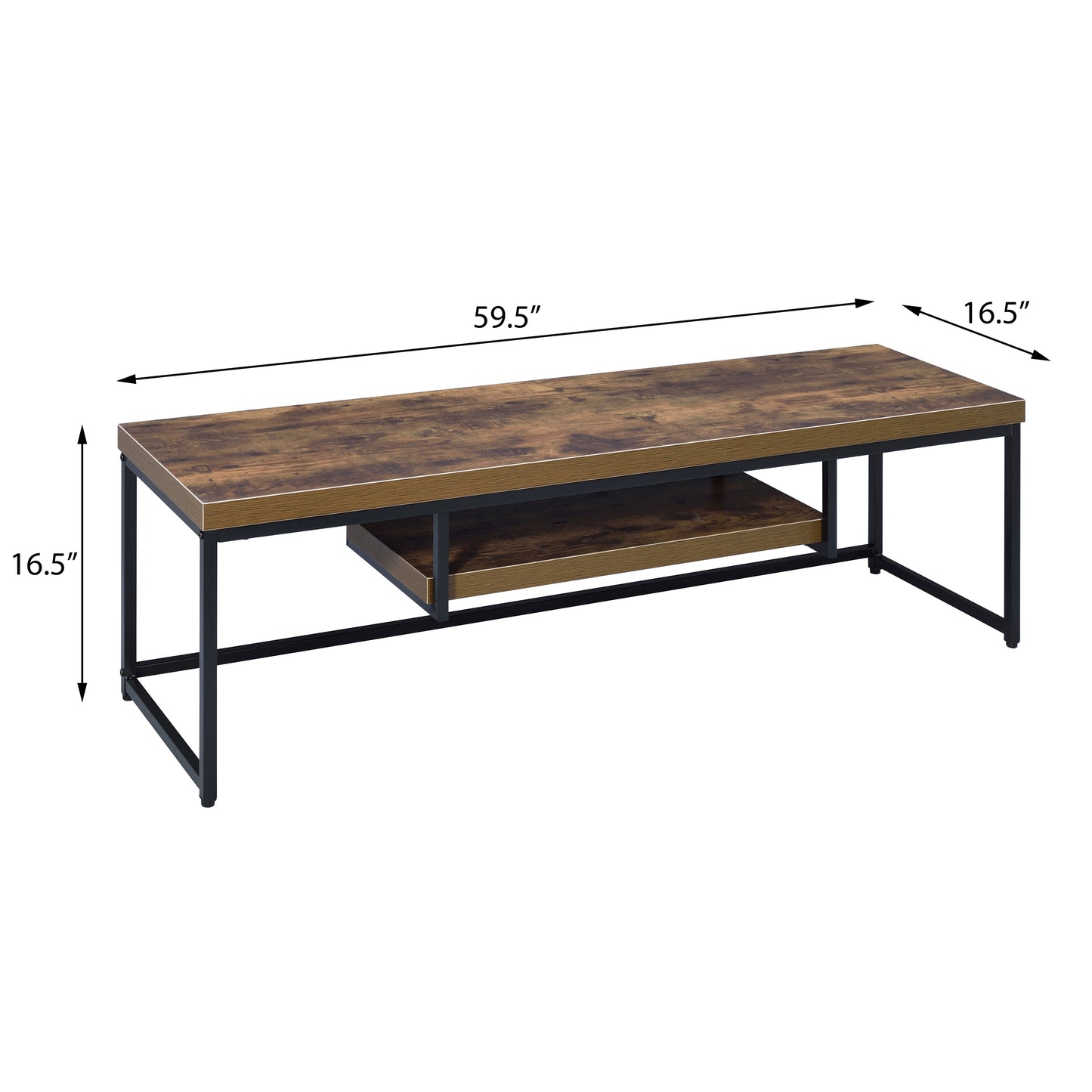 Black Brown Wood Metal TV Stand - 60-69 Inch TVs