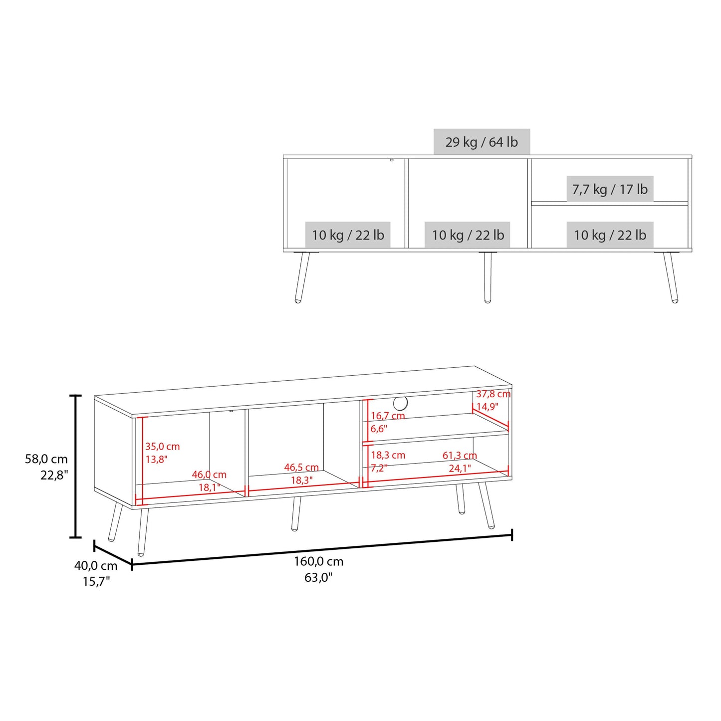 Wenge TV Stand 50-59 Inch Storage Unit
