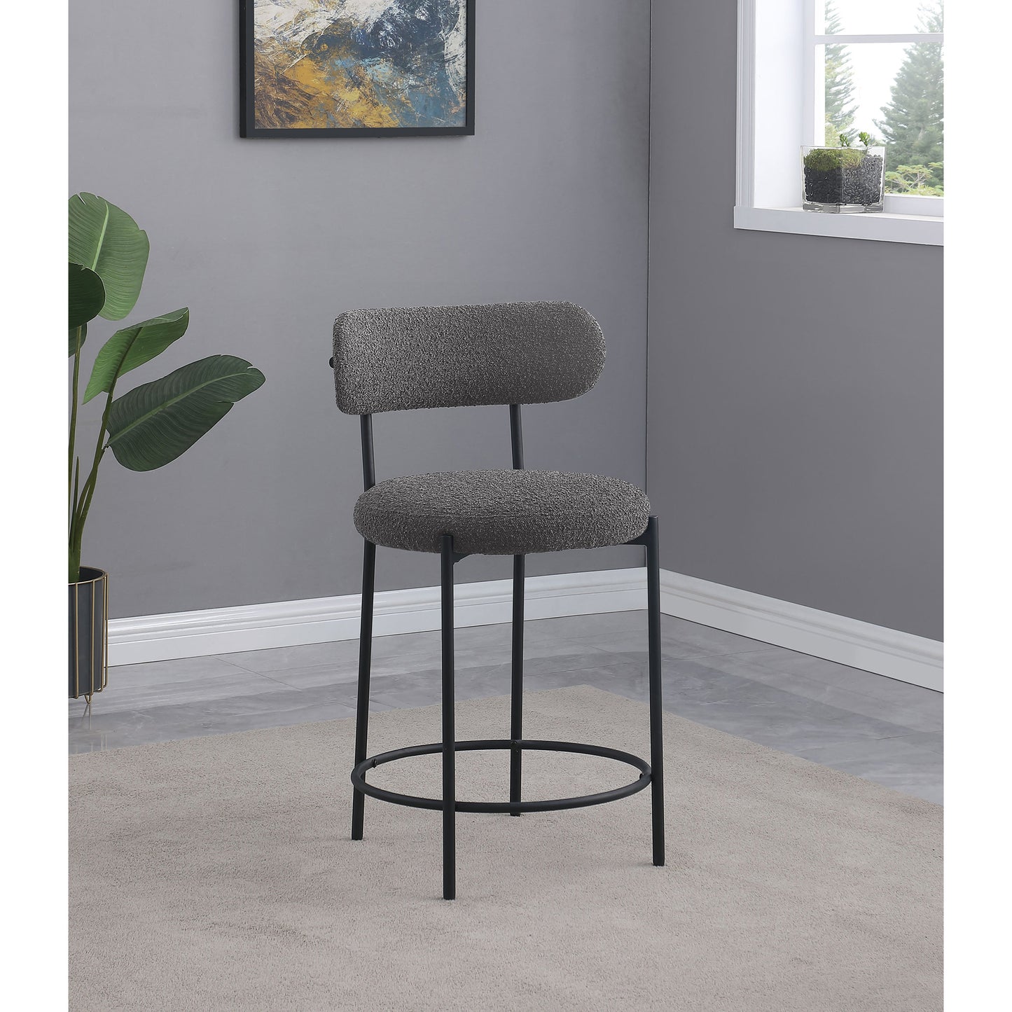 Concord Grey Boucle Upholstered Counter Chair (Set of 2)