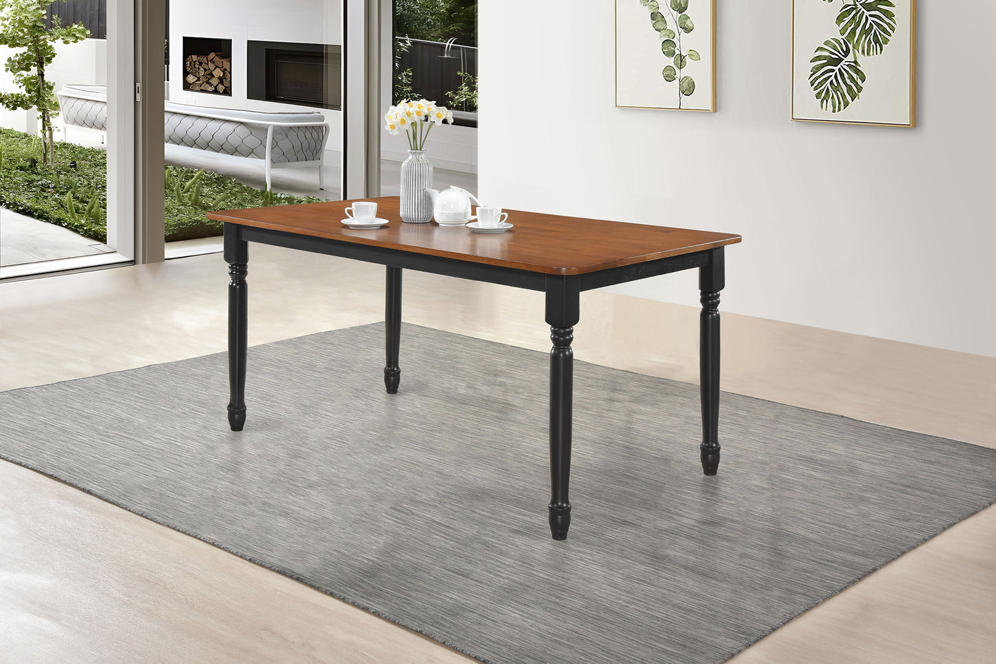 Hayward Walnut and Black Dining Table