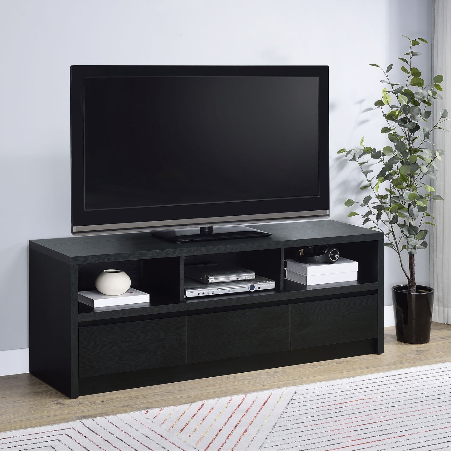 O'Brien Black 3-drawer TV Stand Media Console