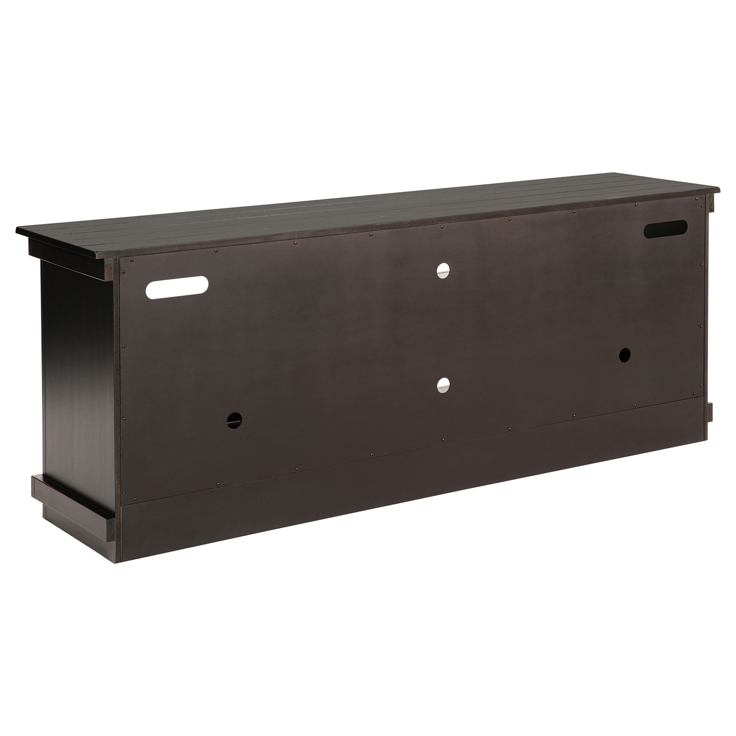 Farmhouse TV Console with Storage, Distressed Brown Pine Wood for Living Room