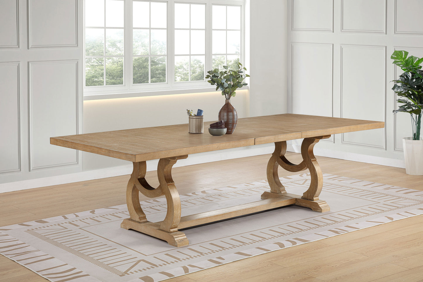Fremont Brown Trestle Rectangular Dining Table