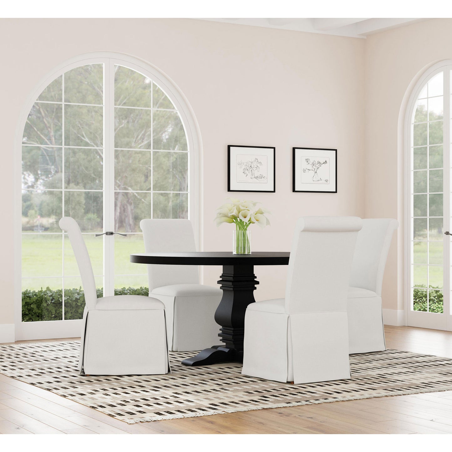 Black Round Pine Dining Table for Kitchen & Dining Room Use