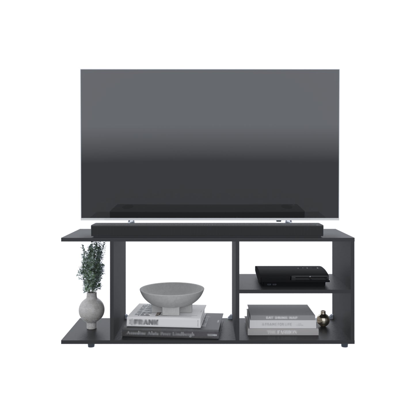 65 Inch TV Stand Black Modern Entertainment Center