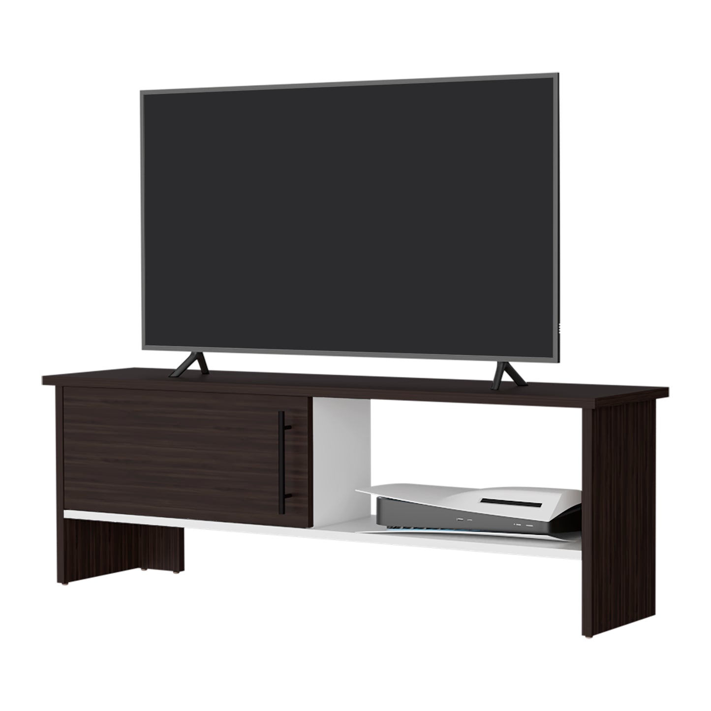 Small Multicolor TV Stand with Particle Board Shelves for Living Room