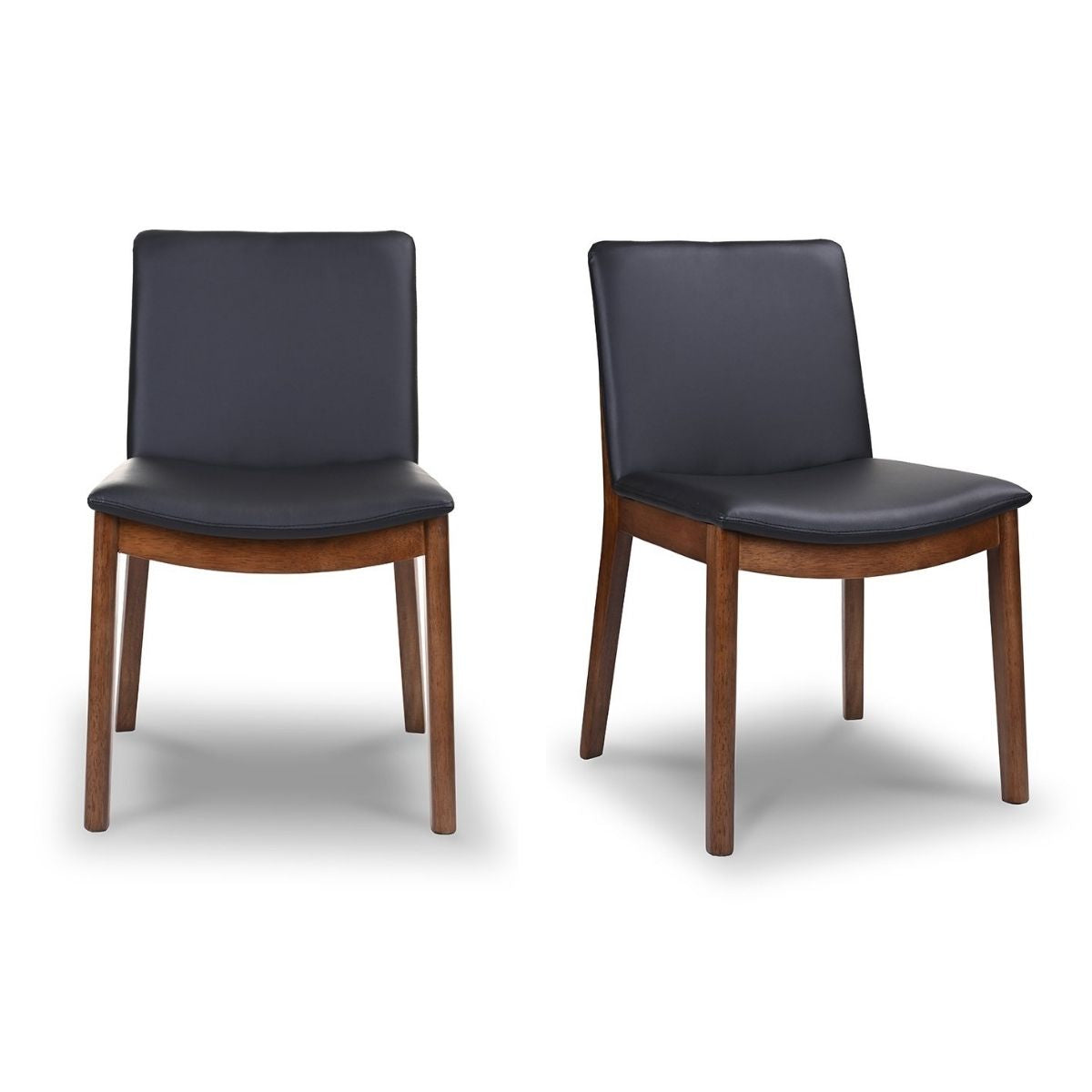 Solid Wood Frame Laura Mid-Century Modern Solid Wood Dining Chair (Set of 2) in Black Fabric Upholstery for Home Kitchen