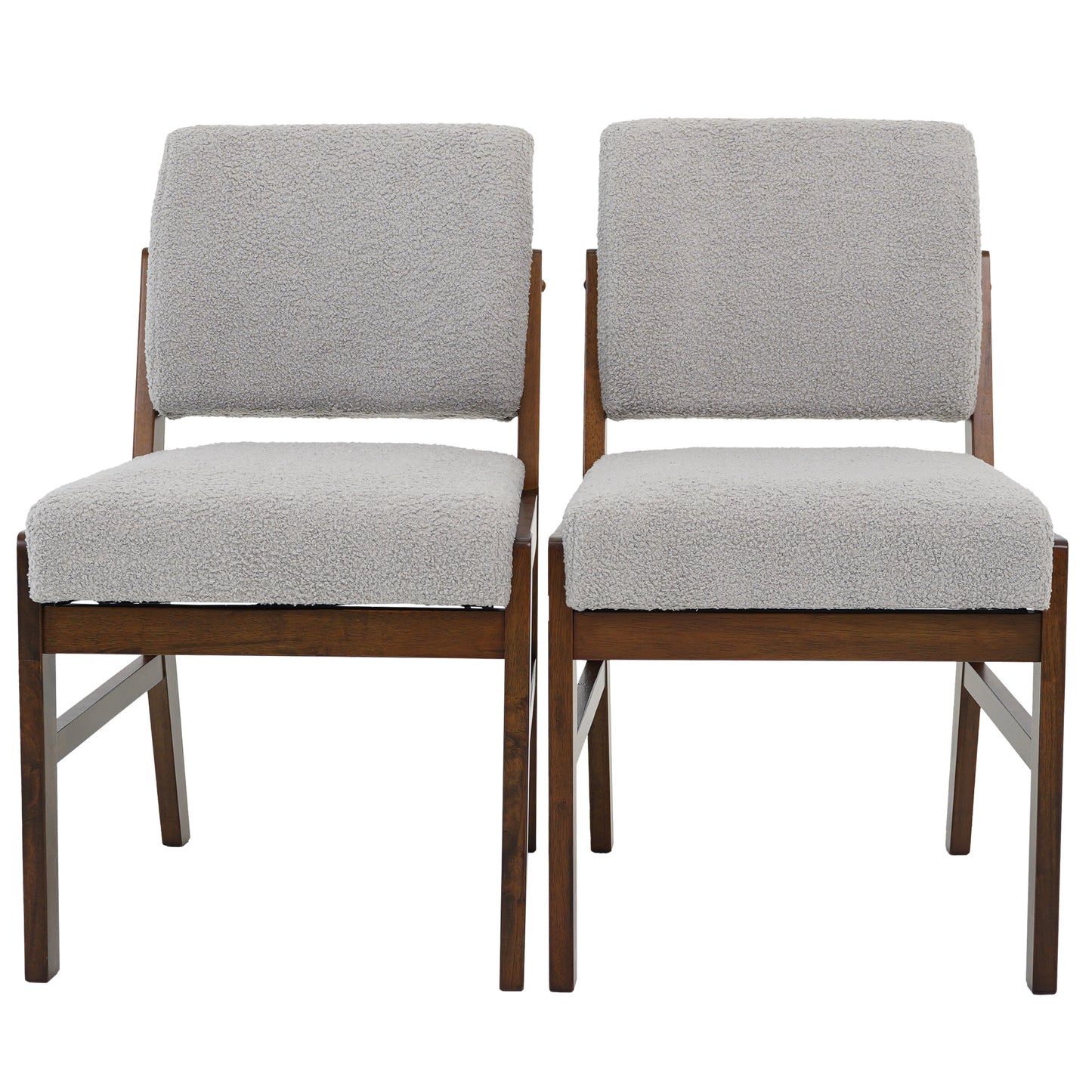 Light Grey Boucle Dining Chairs - Set of 2