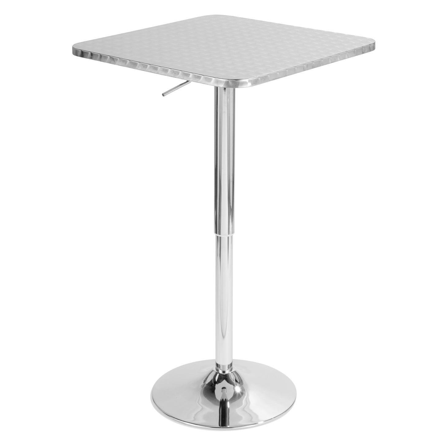 Contemporary Adjustable Square Bar Table in Silver