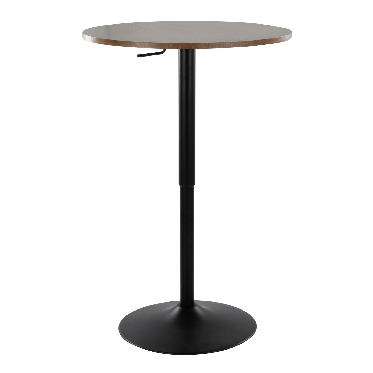 Contemporary Adjustable Bar Table in Black Metal and Walnut Wood Top