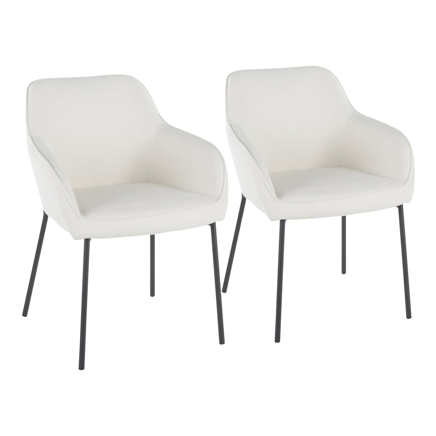 Daniella Contemporary Dining Chair in Black Metal and Cream Fabric by - Set of 2