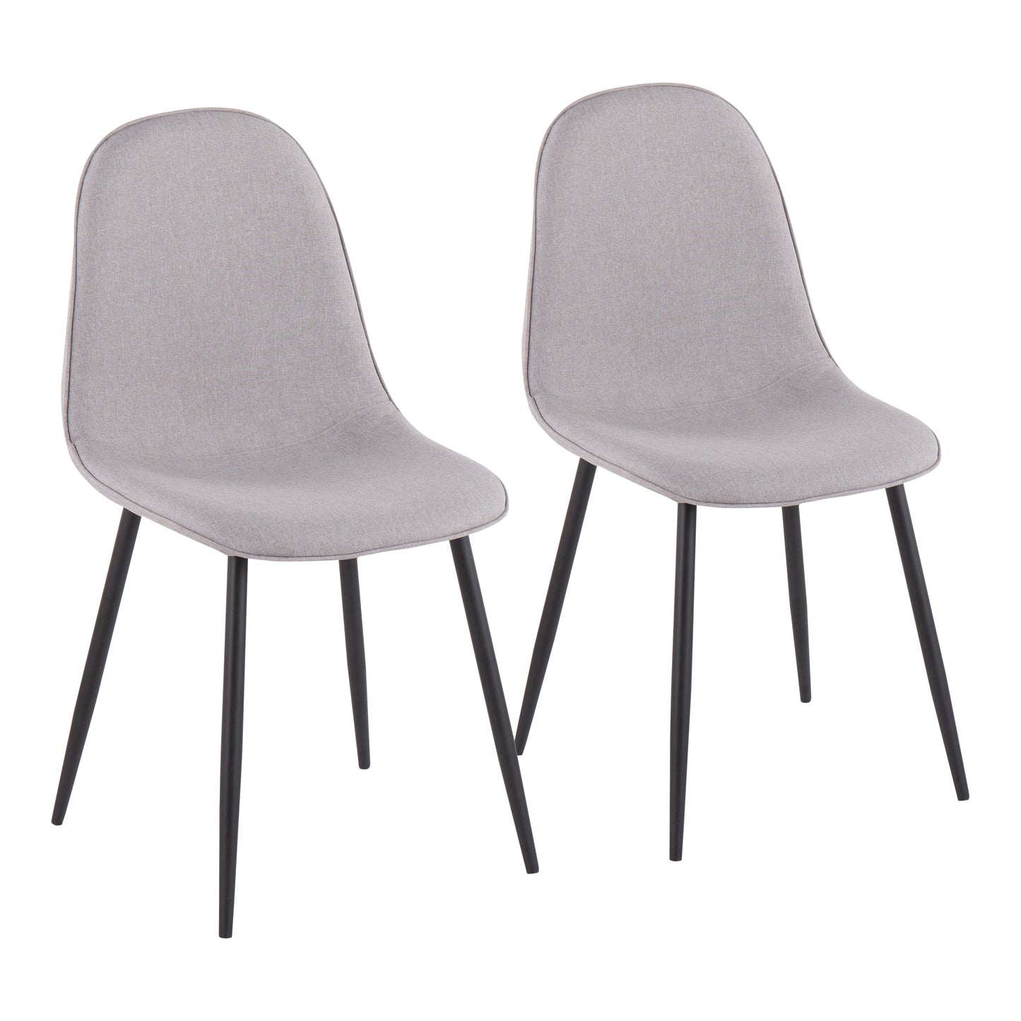 Contemporary Chair in Black Steel and Light Grey Fabric - Set of 2