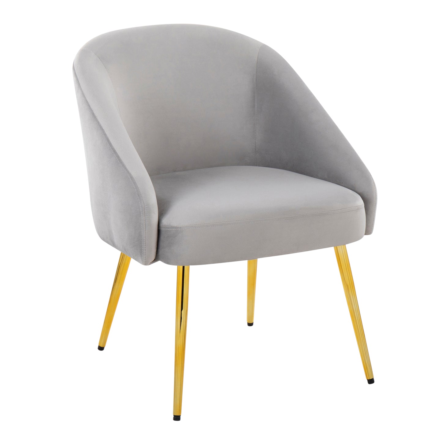 Contemporary Chair in Gold Metal and Silver Velvet