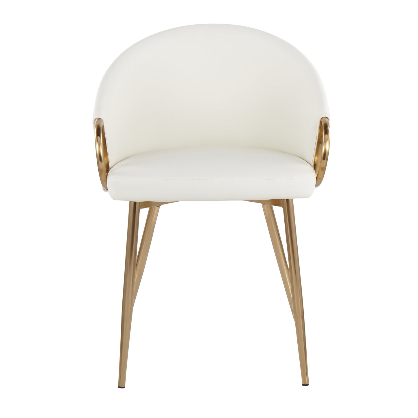 Chair in Gold Metal and White Faux Leather